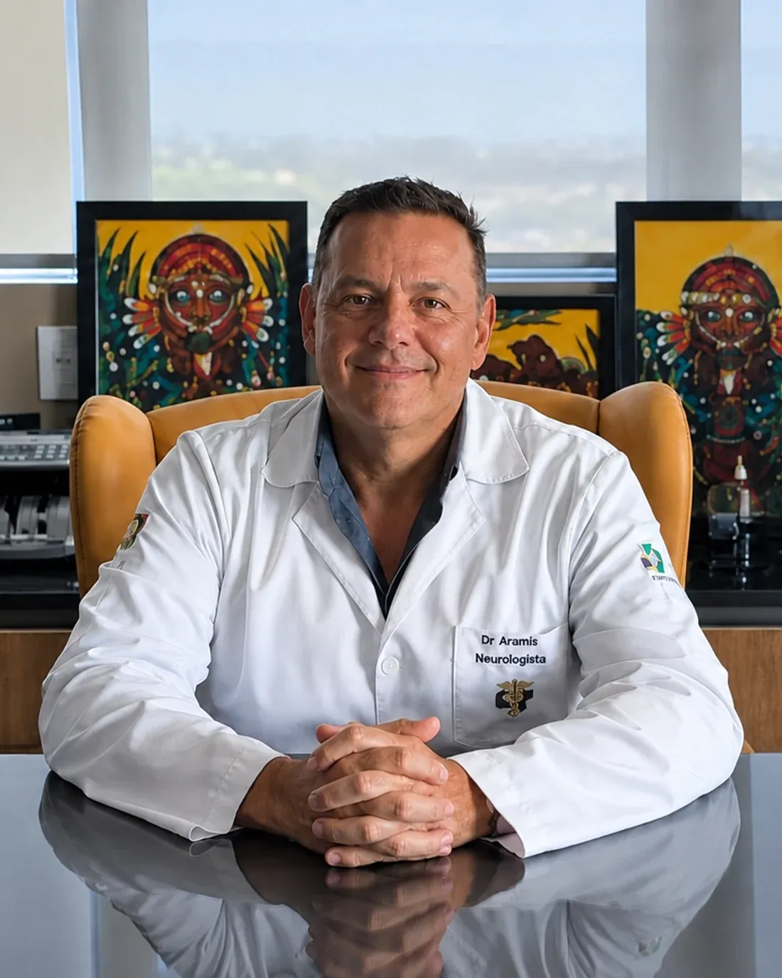 Dr. Aramis Pedro Teixeira, neurologista e neurocirurgião, no consultório em Foz do Iguaçu